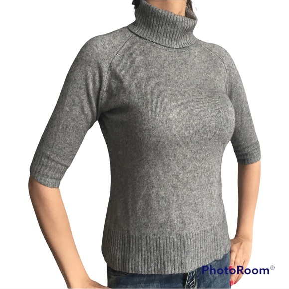 TAHARI & BLOOMINGDALES $298 grey cozy cashmere blend turtleneck sweater L NWT! - Picture 1 of 3